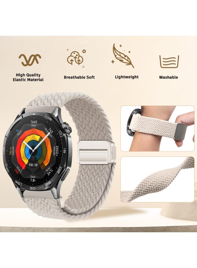 ChicVibe 22mm Nylon Strap for Huawei Watch GT6 Pro/GT6/GT5 Pro/GT5/GT4/GT3 46mm, Magnetic Buckle Sport Nylon Replacement Band for Huawei Watch Ultimate 2/4Pro 48mm/5/4/3Pro 46mm, Starlight - Image 3